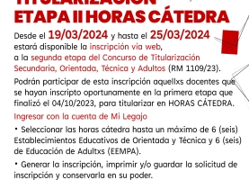 Secundaria: Titularización Etapa II Horas Cátedra